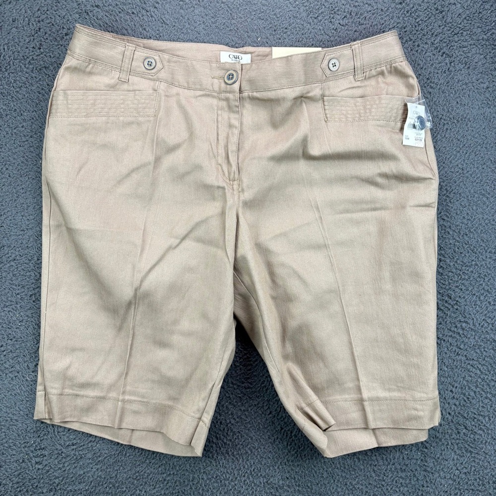 Cato Womens Plus Size 18W Khaki Tan Bermuda Shorts Classic Sportswear NWT